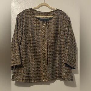 Tweed Blazer Jacket with Sequin Bling measures 3X 4X pit to pit 29 inches